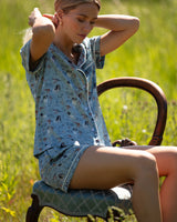 Springer Spaniel Scene - Powder Blue Short Pyjama Top
