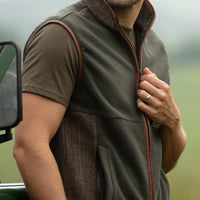 Mens Tweed Gilet - Forest Green