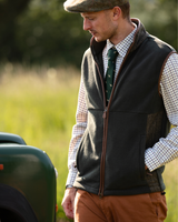 Mens Tweed Gilet - Forest Green