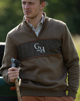 Unisex Quarter Zip - Khaki Green Tweed
