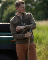 Unisex Quarter Zip - Khaki Green Tweed