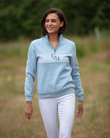 Ladies Quarter Zip - Baby Blue Houndstooth