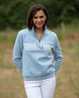 Ladies Quarter Zip - Baby Blue Houndstooth