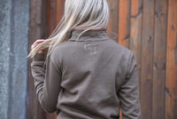Unisex Quarter Zip - Khaki Green Tweed