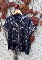 Navy Duck, Pheasant & Cartridge Print Pyjama Short Sleeved Top