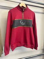 Unisex Quarter Zip - Cranberry Tweed