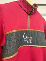 Unisex Quarter Zip - Cranberry Tweed