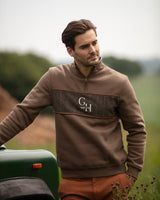 Unisex Quarter Zip - Khaki Green Tweed