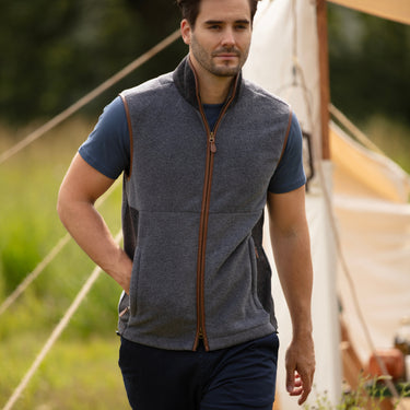 Mens Tweed Gilet - Slate Grey