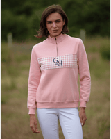 Ladies Quarter Zip - Baby Pink Houndstooth