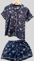 Navy Duck, Pheasant & Cartridge Print Pyjama Short Sleeved Top