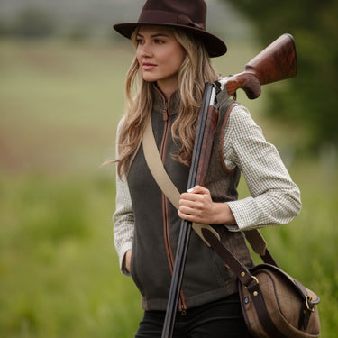 Ladies Forest Green Tweed Gilet