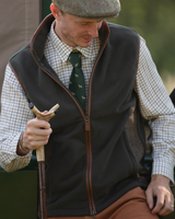Mens Tweed Gilet - Forest Green