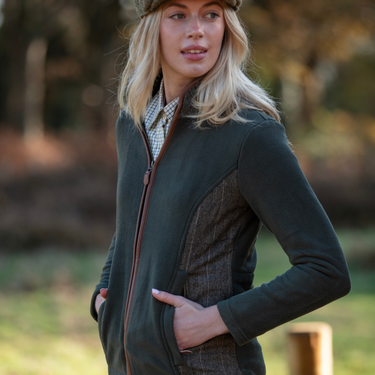 LADIES TWEED FLEECE - FOREST GREEN