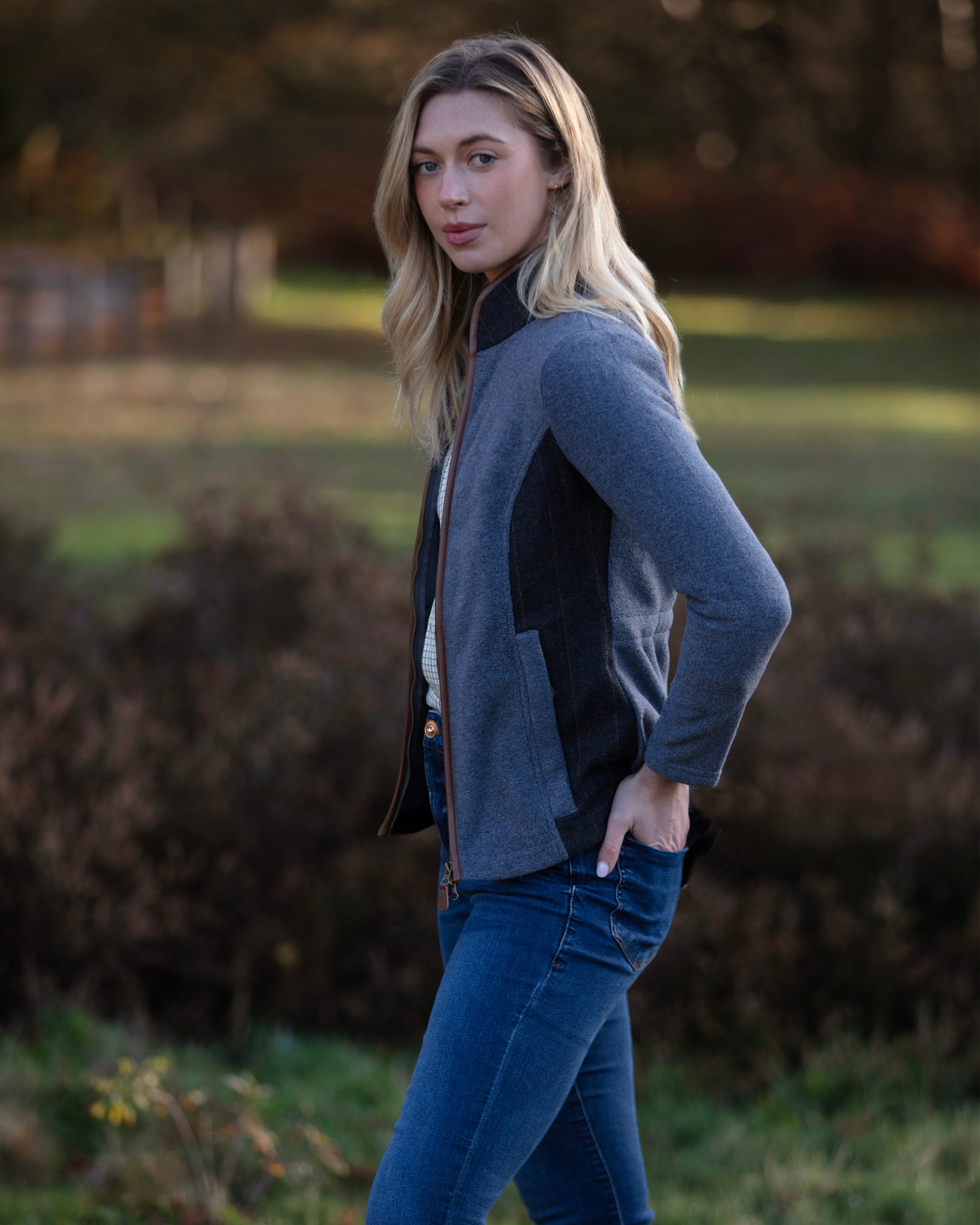 LADIES TWEED FLEECE - SLATE GREY