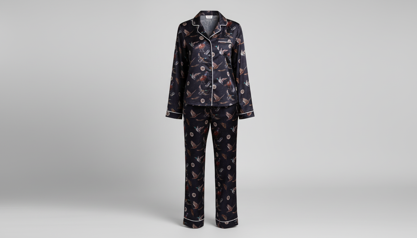 Navy Duck, Pheasant & Cartridge Print -Long Pyjama Set