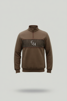 Unisex Quarter Zip - Khaki Green Tweed