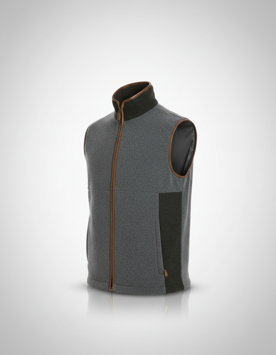 Mens Tweed Gilet - Slate Grey