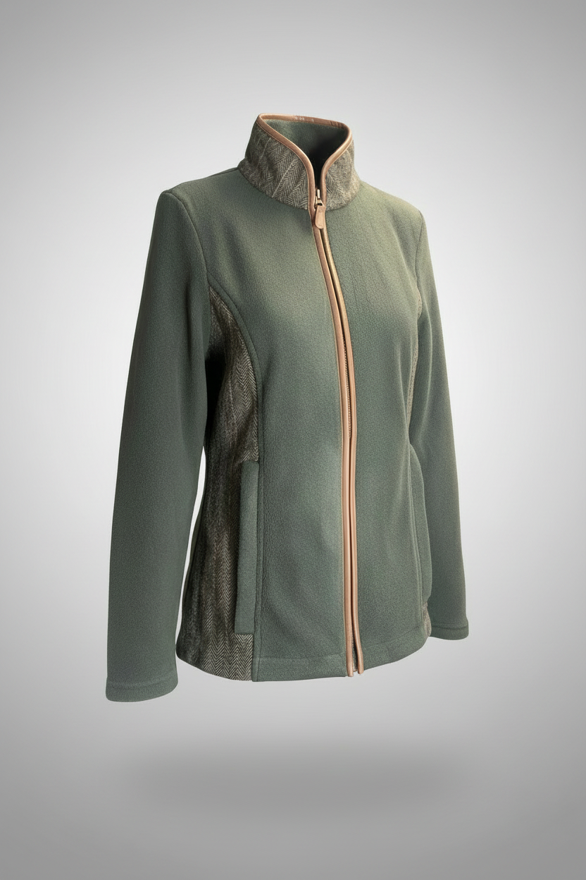 LADIES TWEED FLEECE - FOREST GREEN