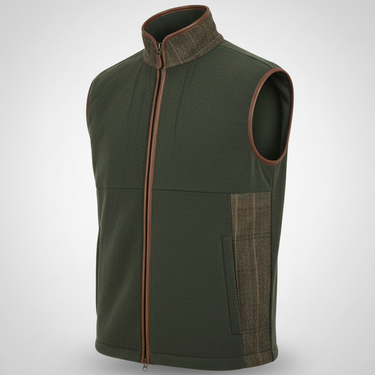 Mens Tweed Gilet - Forest Green