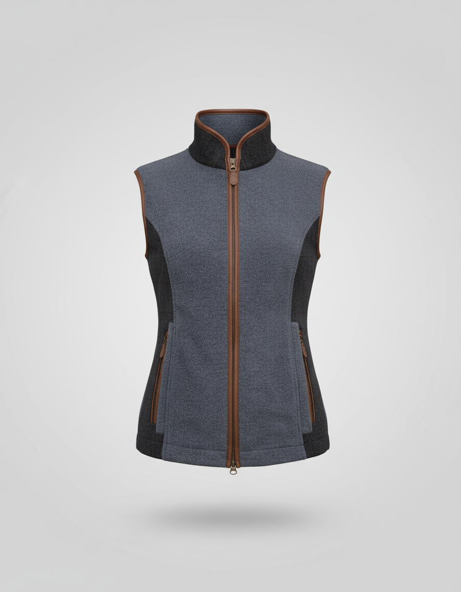 Ladies Tweed Gilet - Slate Grey