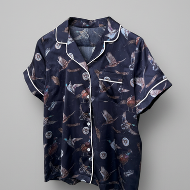 Navy Duck, Pheasant & Cartridge Print - Short Pyjama Set