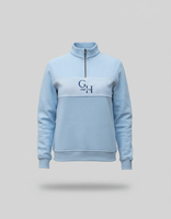 Ladies Quarter Zip - Baby Blue Houndstooth