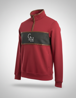 Unisex Quarter Zip - Cranberry Tweed