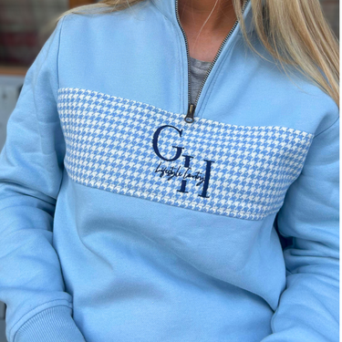 Baby Blue Houndstooth Quarter Zip