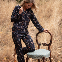 Navy Duck, Pheasant & Cartridge Print -Long Pyjama Set